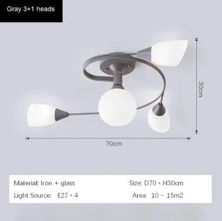 Lustre moderne en fer et verre - Plafonnier américain | Marco Lucetti Gris A / Blanc chaud
