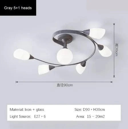 Lustre moderne en fer et verre - Plafonnier américain | Marco Lucetti Gris B / Blanc chaud