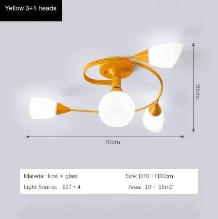 Lustre moderne en fer et verre - Plafonnier américain | Marco Lucetti Jaune A / Blanc chaud