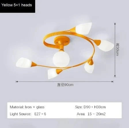 Lustre moderne en fer et verre - Plafonnier américain | Marco Lucetti Jaune B / Blanc chaud