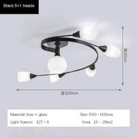 Lustre moderne en fer et verre - Plafonnier américain | Marco Lucetti Noir B / Blanc chaud