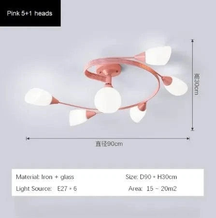 Lustre moderne en fer et verre - Plafonnier américain | Marco Lucetti Rose B / Blanc chaud