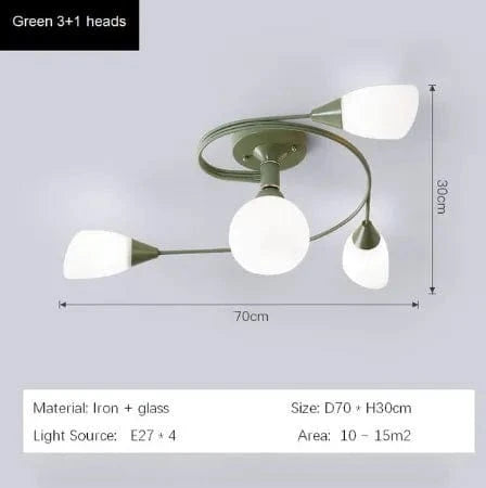 Lustre moderne en fer et verre - Plafonnier américain | Marco Lucetti Vert A / Blanc chaud