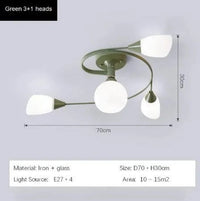 Lustre moderne en fer et verre - Plafonnier américain | Marco Lucetti Vert A / Blanc chaud