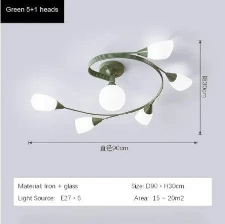 Lustre moderne en fer et verre - Plafonnier américain | Marco Lucetti Vert B / Blanc chaud