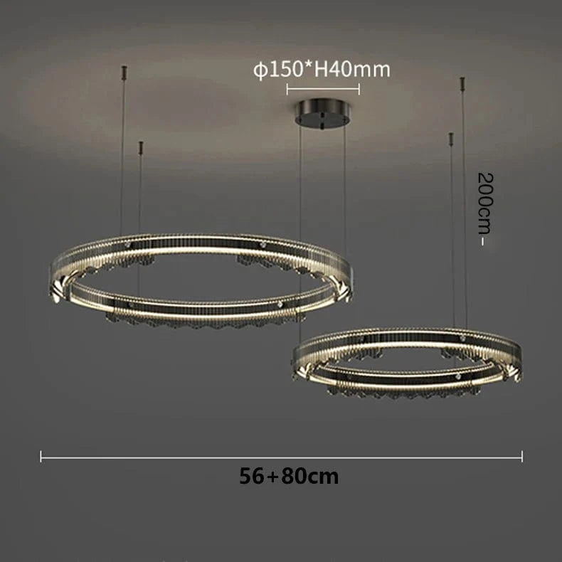 Lustre Moderne en Métal Design pour un Eclairage Intérieur | Marco Lucetti 2 anneaux 56X80cm / Gradation à distance RC