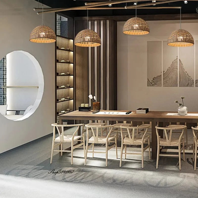 Lustre moderne en rotin artisanal | Marco Lucetti