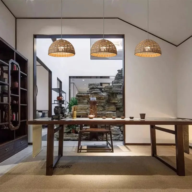 Lustre moderne en rotin artisanal | Marco Lucetti