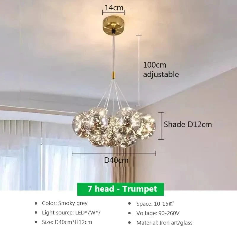 Lustre moderne en verre avec boules blanches LED | Marco Lucetti A7