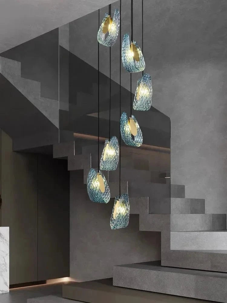 Lustre moderne en verre design "Feuille de Paon" LED suspendu | Marco Lucetti