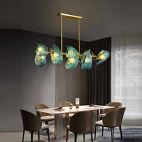 Lustre moderne en verre design "Feuille de Paon" LED suspendu | Marco Lucetti