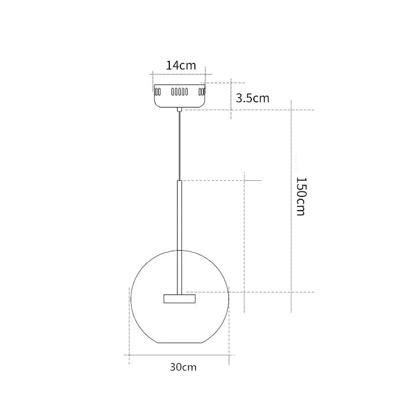 Lustre moderne en verre laiteux avec LED suspendue. | Marco Lucetti 1 globe D30cm