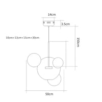 Lustre moderne en verre laiteux avec LED suspendue. | Marco Lucetti 4 globes D50cm