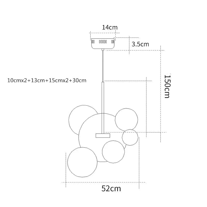 Lustre moderne en verre laiteux avec LED suspendue. | Marco Lucetti 6 globes D52cm