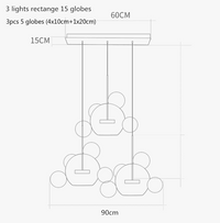 Lustre moderne en verre laiteux avec LED suspendue.