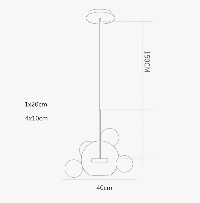 Lustre moderne en verre laiteux avec LED suspendue.