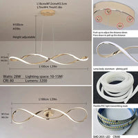 Lustre moderne en verre pour un éclairage intérieur élégant | Marco Lucetti E-Or 100cm / Lumière tricolore