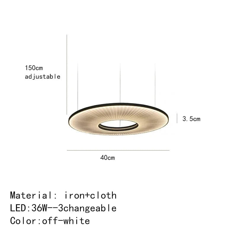Lustre moderne Iris LED en tissu pour décoration d'hôtel | Marco Lucetti Pendentif B Dia40cm / Intensité variable avec télécommande