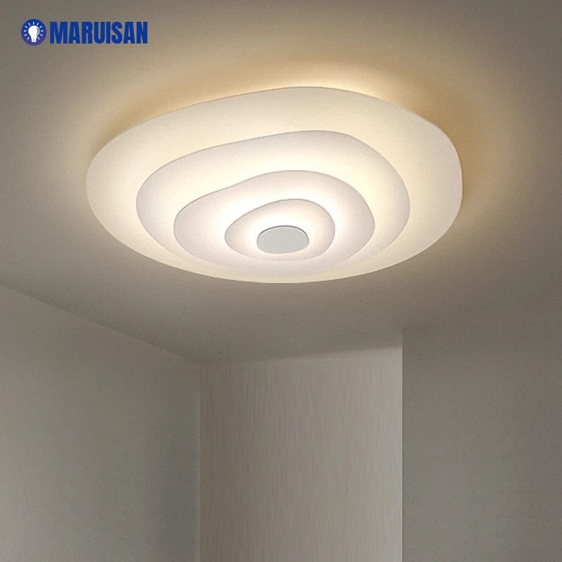 Lustre moderne LED Anneaux Annuels Ondulation Forme Décoration Fer Blanc | Marco Lucetti