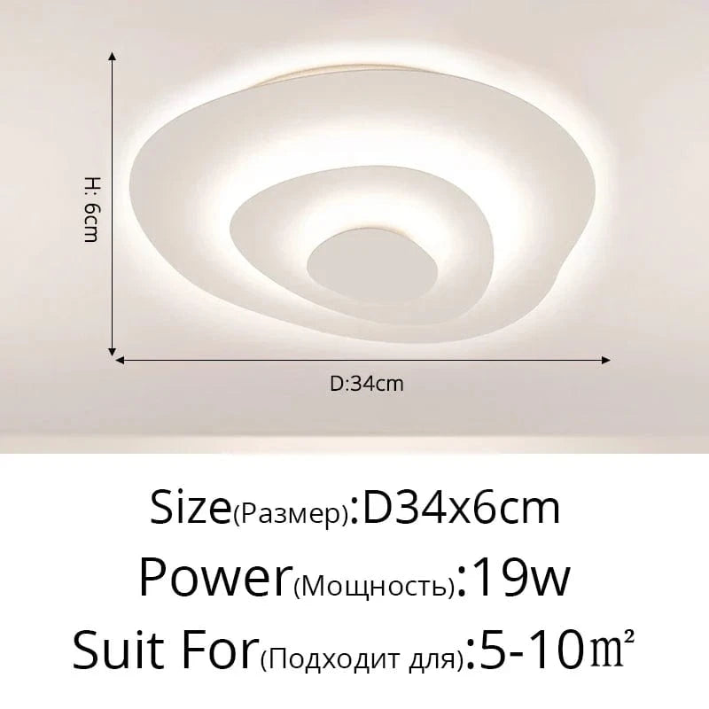 Lustre moderne LED Anneaux Annuels Ondulation Forme Décoration Fer Blanc | Marco Lucetti B 34cm / Blanc froid, pas de télécommande
