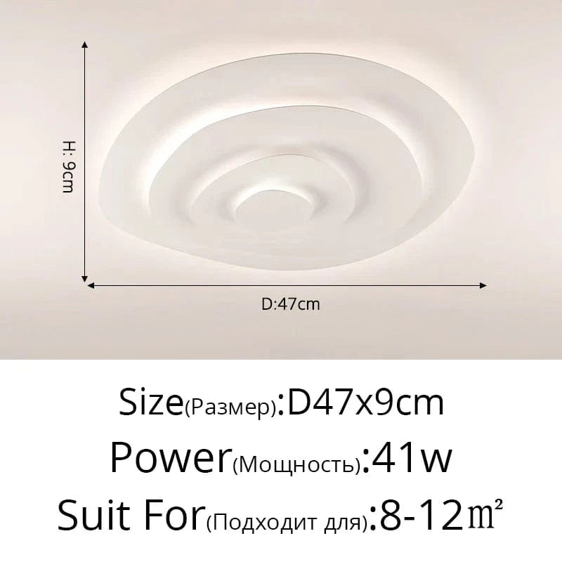 Lustre moderne LED Anneaux Annuels Ondulation Forme Décoration Fer Blanc | Marco Lucetti B 47 cm / Blanc froid, pas de télécommande
