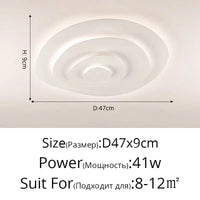 Lustre moderne LED Anneaux Annuels Ondulation Forme Décoration Fer Blanc | Marco Lucetti B 47 cm / Blanc froid, pas de télécommande