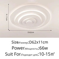 Lustre moderne LED Anneaux Annuels Ondulation Forme Décoration Fer Blanc | Marco Lucetti B 62 cm / Blanc froid, pas de télécommande