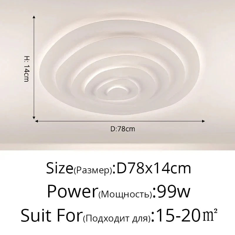 Lustre moderne LED Anneaux Annuels Ondulation Forme Décoration Fer Blanc | Marco Lucetti B 78 cm / Blanc froid, pas de télécommande