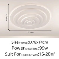 Lustre moderne LED Anneaux Annuels Ondulation Forme Décoration Fer Blanc | Marco Lucetti B 78 cm / Blanc froid, pas de télécommande