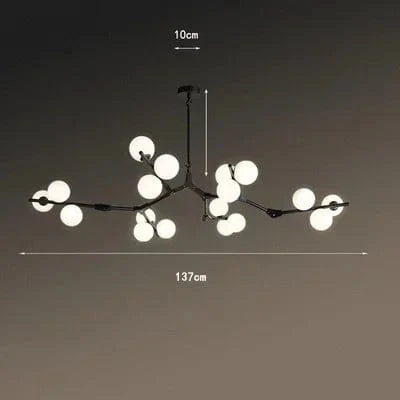 Lustre moderne LED Arbre et Verre | Marco Lucetti Noir 18 lumières / Tige suspendue de 20 cm / Blanc froid | CHINE