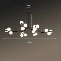 Lustre moderne LED Arbre et Verre | Marco Lucetti Noir 18 lumières / Tige suspendue de 20 cm / Blanc froid | CHINE