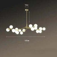 Lustre moderne LED Arbre et Verre | Marco Lucetti Or 18 lumières / Tige suspendue de 30 cm / Blanc froid | CHINE