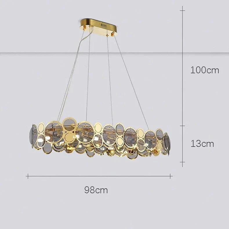 Lustre moderne LED de luxe pour illumination intérieure. | Marco Lucetti Gris long 98cm / Gradation à distance RC