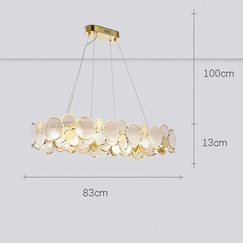 Lustre moderne LED de luxe pour illumination intérieure. | Marco Lucetti Or long 83cm / Gradation à distance RC