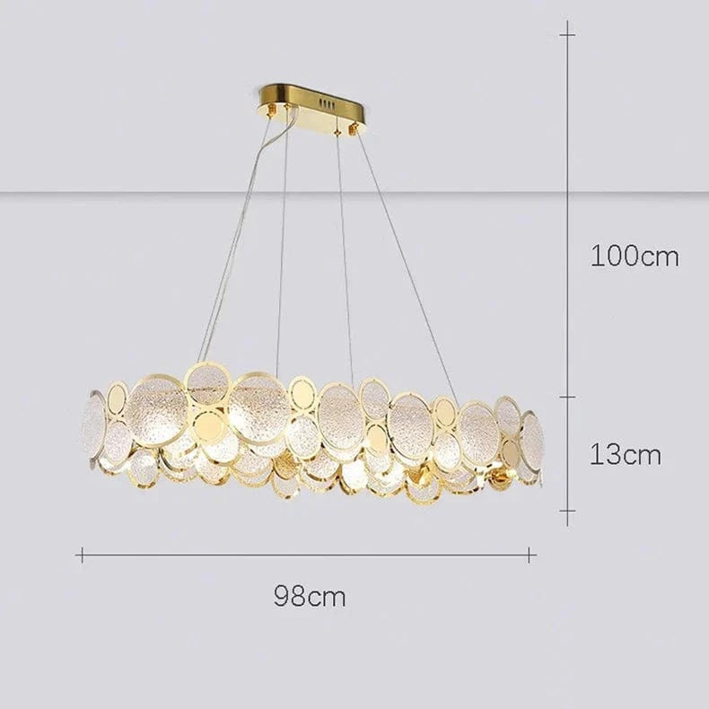 Lustre moderne LED de luxe pour illumination intérieure. | Marco Lucetti Or long 98cm / Blanc froid