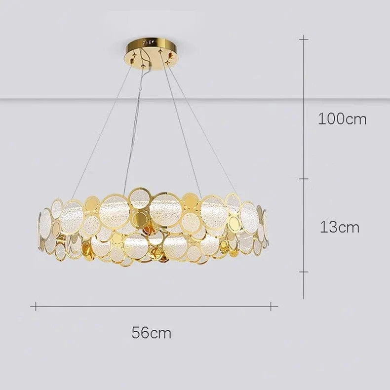 Lustre moderne LED de luxe pour illumination intérieure. | Marco Lucetti Rond doré 56cm / Blanc froid