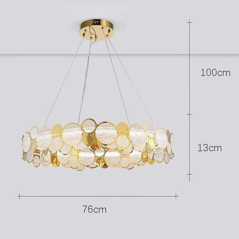 Lustre moderne LED de luxe pour illumination intérieure. | Marco Lucetti Rond doré 76cm / Gradation à distance RC