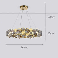 Lustre moderne LED de luxe pour illumination intérieure. | Marco Lucetti Rond gris 76cm / Blanc froid