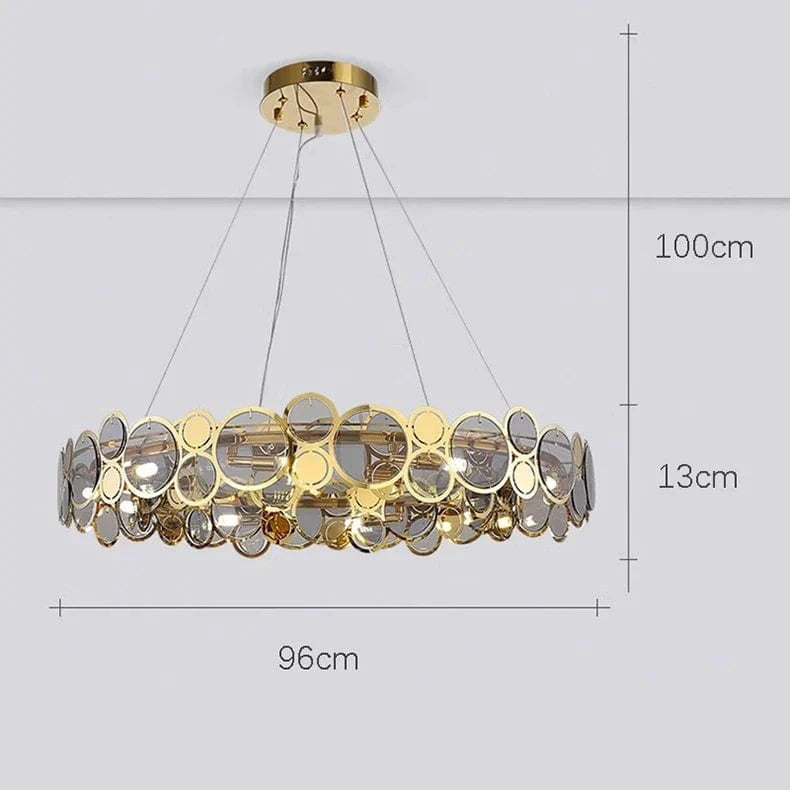 Lustre moderne LED de luxe pour illumination intérieure. | Marco Lucetti Rond gris 96cm / Gradation à distance RC