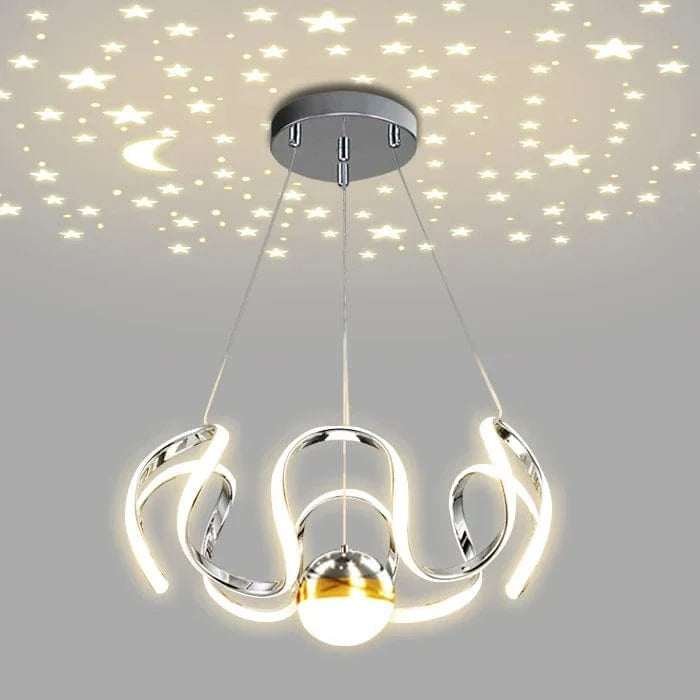 Lustre Moderne LED Déco Maison Mode Plafonnier Luminaire | Marco Lucetti Chrome avec 1 boule / 3 couleurs changent