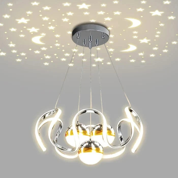 Lustre Moderne LED Déco Maison Mode Plafonnier Luminaire | Marco Lucetti Chrome avec 3 boules / 3 couleurs changent