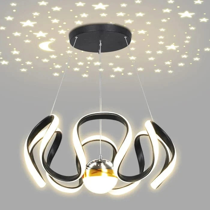 Lustre Moderne LED Déco Maison Mode Plafonnier Luminaire | Marco Lucetti Noir avec 1 boule / 3 couleurs changent