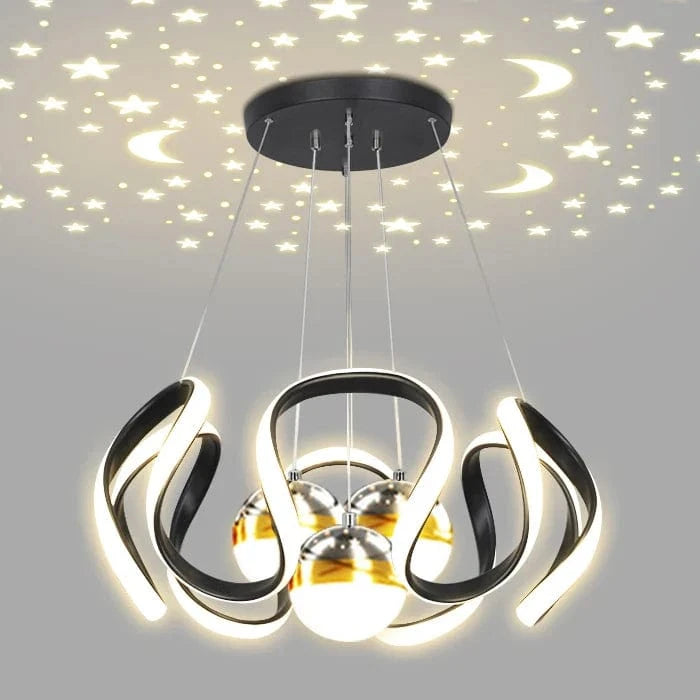 Lustre Moderne LED Déco Maison Mode Plafonnier Luminaire | Marco Lucetti Noir avec 3 boules / 3 couleurs changent