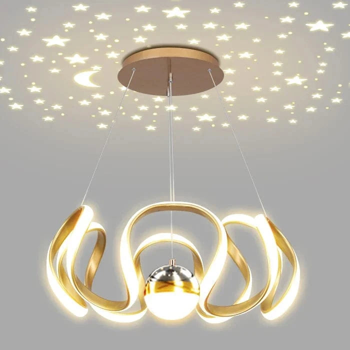 Lustre Moderne LED Déco Maison Mode Plafonnier Luminaire | Marco Lucetti Or avec 1 boule / 3 couleurs changent