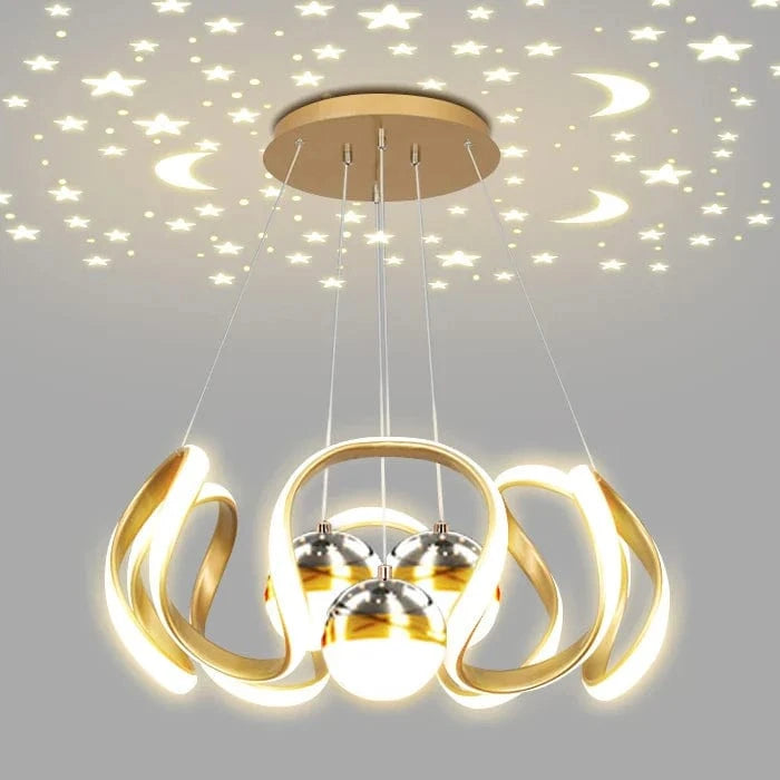 Lustre Moderne LED Déco Maison Mode Plafonnier Luminaire | Marco Lucetti Or avec 3 boules / 3 couleurs changent