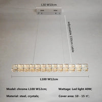 Lustre Moderne LED en Cristal K9 - Art Décor Maison | Marco Lucetti Chromé L100cm / Lumière RC à intensité variable