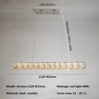 Lustre Moderne LED en Cristal K9 - Art Décor Maison | Marco Lucetti Chromé L120cm / Lumière RC à intensité variable