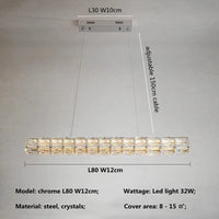 Lustre Moderne LED en Cristal K9 - Art Décor Maison | Marco Lucetti Chromé L80cm / Lumière RC à intensité variable