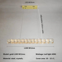 Lustre Moderne LED en Cristal K9 - Art Décor Maison | Marco Lucetti Doré L100cm / Lumière RC à intensité variable