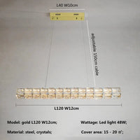 Lustre Moderne LED en Cristal K9 - Art Décor Maison | Marco Lucetti Doré L120cm / Lumière RC à intensité variable